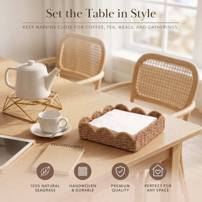 Seagrass Scalloped Wicker Napkin Tray 1pk