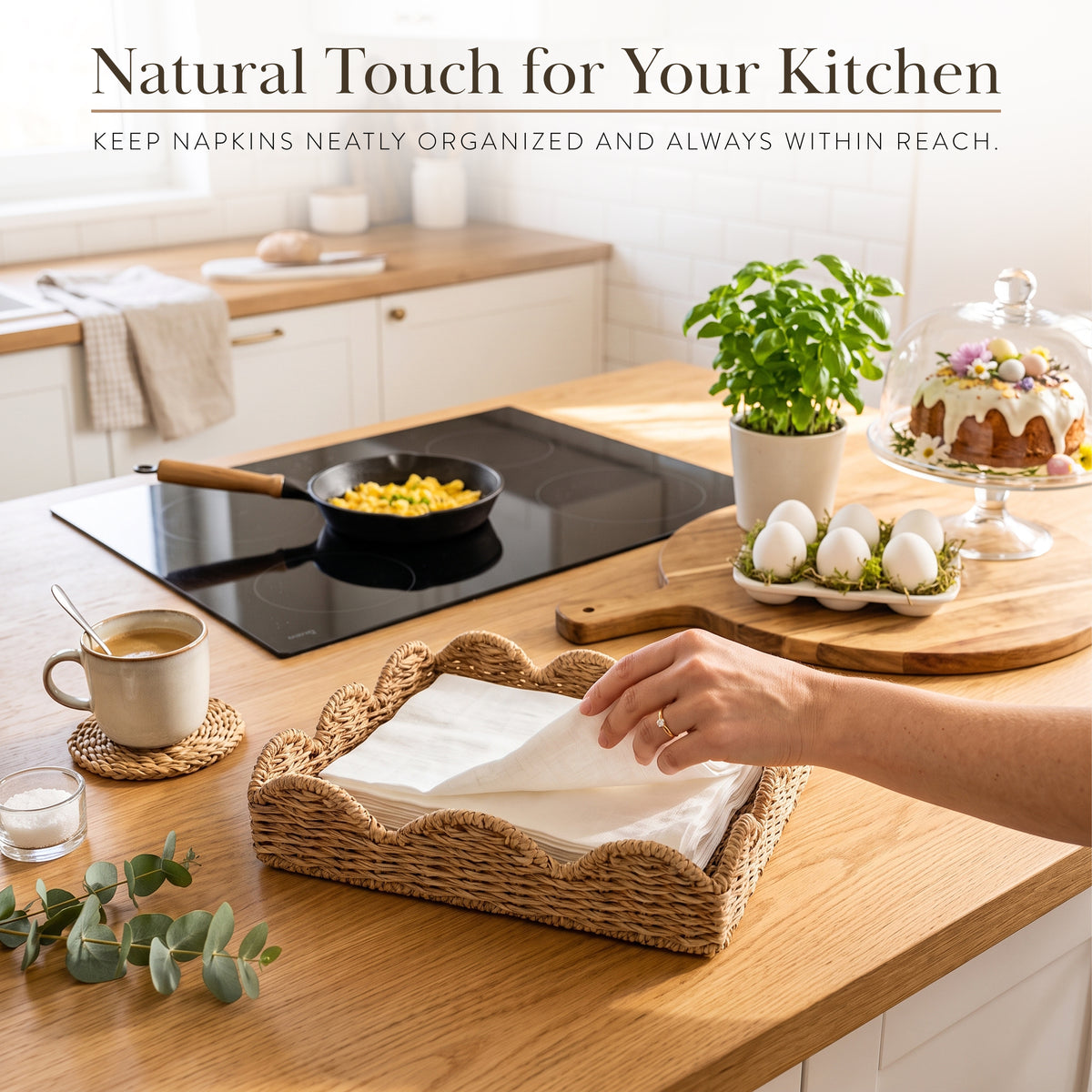 Seagrass Scalloped Wicker Napkin Tray 1pk