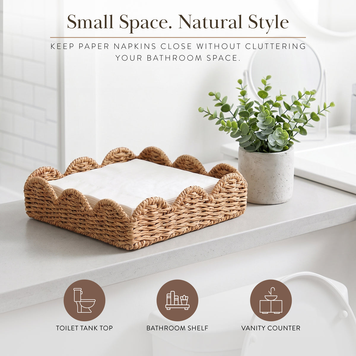 Seagrass Scalloped Wicker Napkin Tray 1pk
