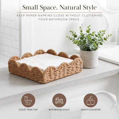 Seagrass Scalloped Wicker Napkin Tray 1pk