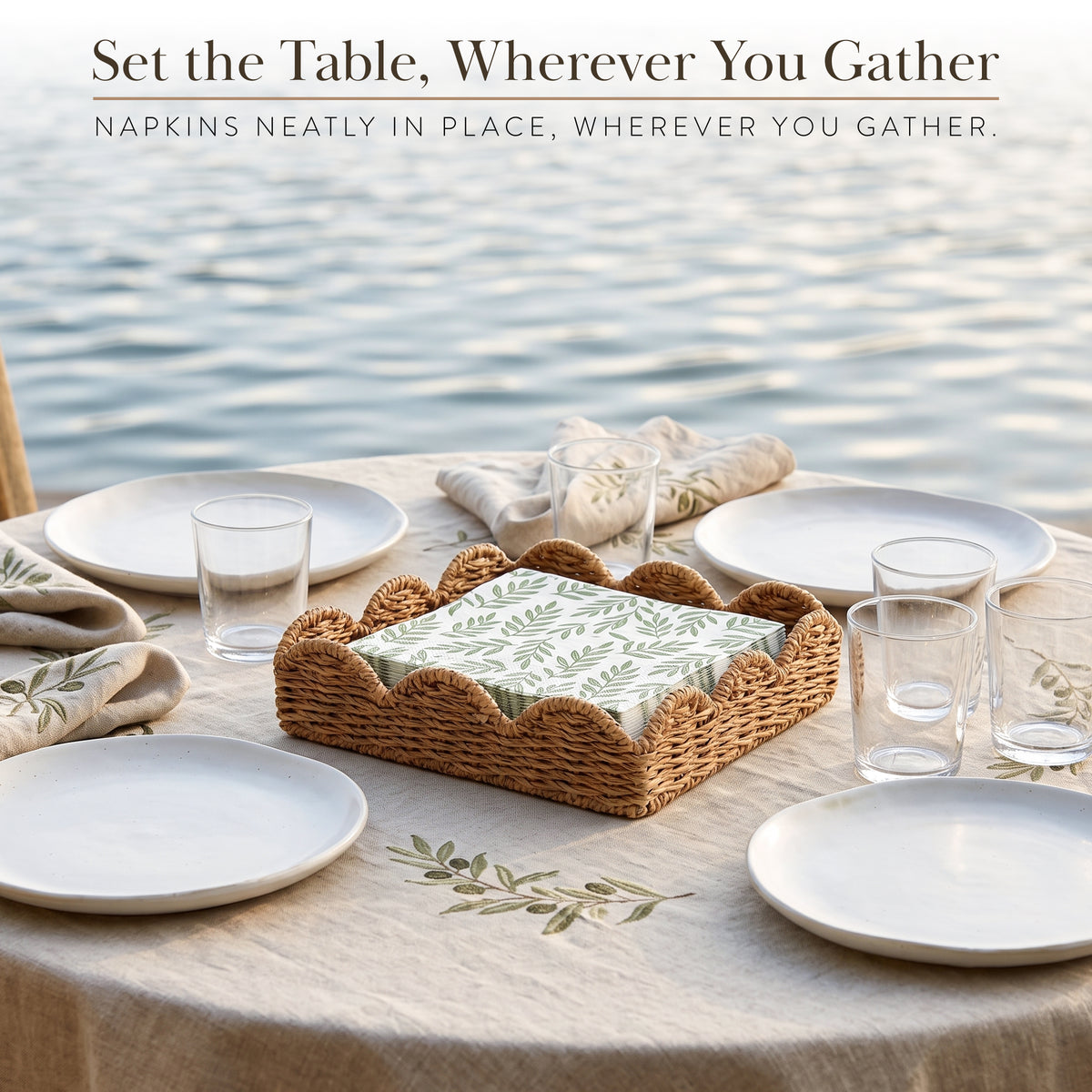Seagrass Scalloped Wicker Napkin Tray 1pk
