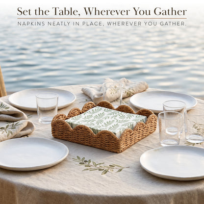Seagrass Scalloped Wicker Napkin Tray 1pk