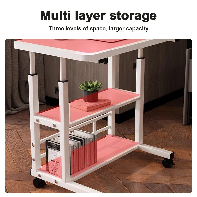 Height Adjustable Computer Desk Standing Desk Bedside Smart Game Office Desk Mobile Study Table with – image 2