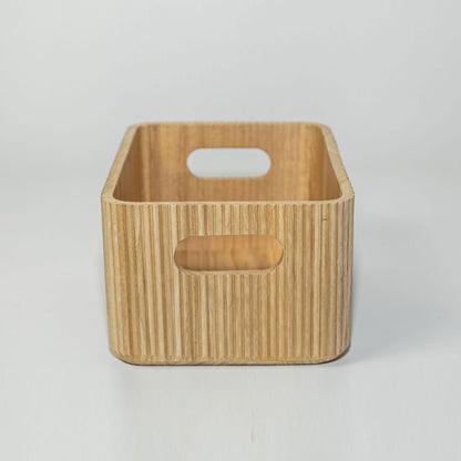 Wooden Ribbed Bins – Natural