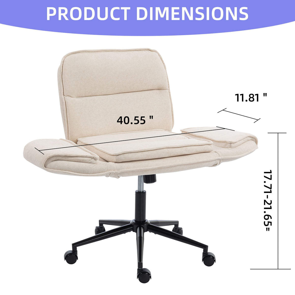 Criss Cross Swivel Desk Chair With Adjustable Armrests &amp; Wheels For Home Office
