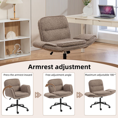 Criss Cross Swivel Desk Chair With Adjustable Armrests &amp; Wheels For Home Office