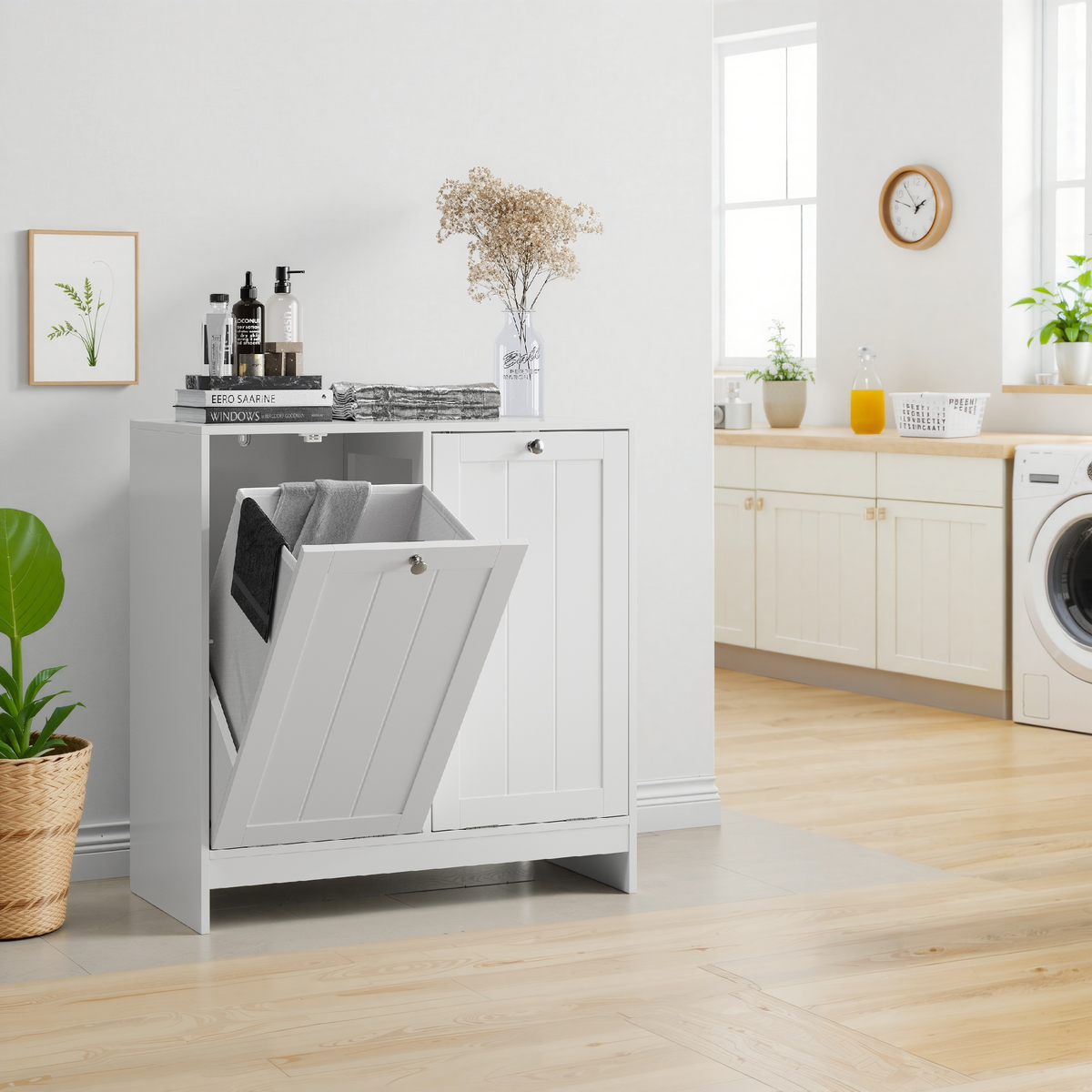 Tilted Laundry Hamper with Removable Basket