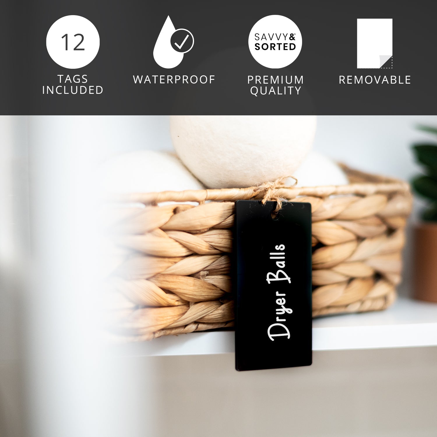 Black Basket Tags - Savvy &amp; Sorted