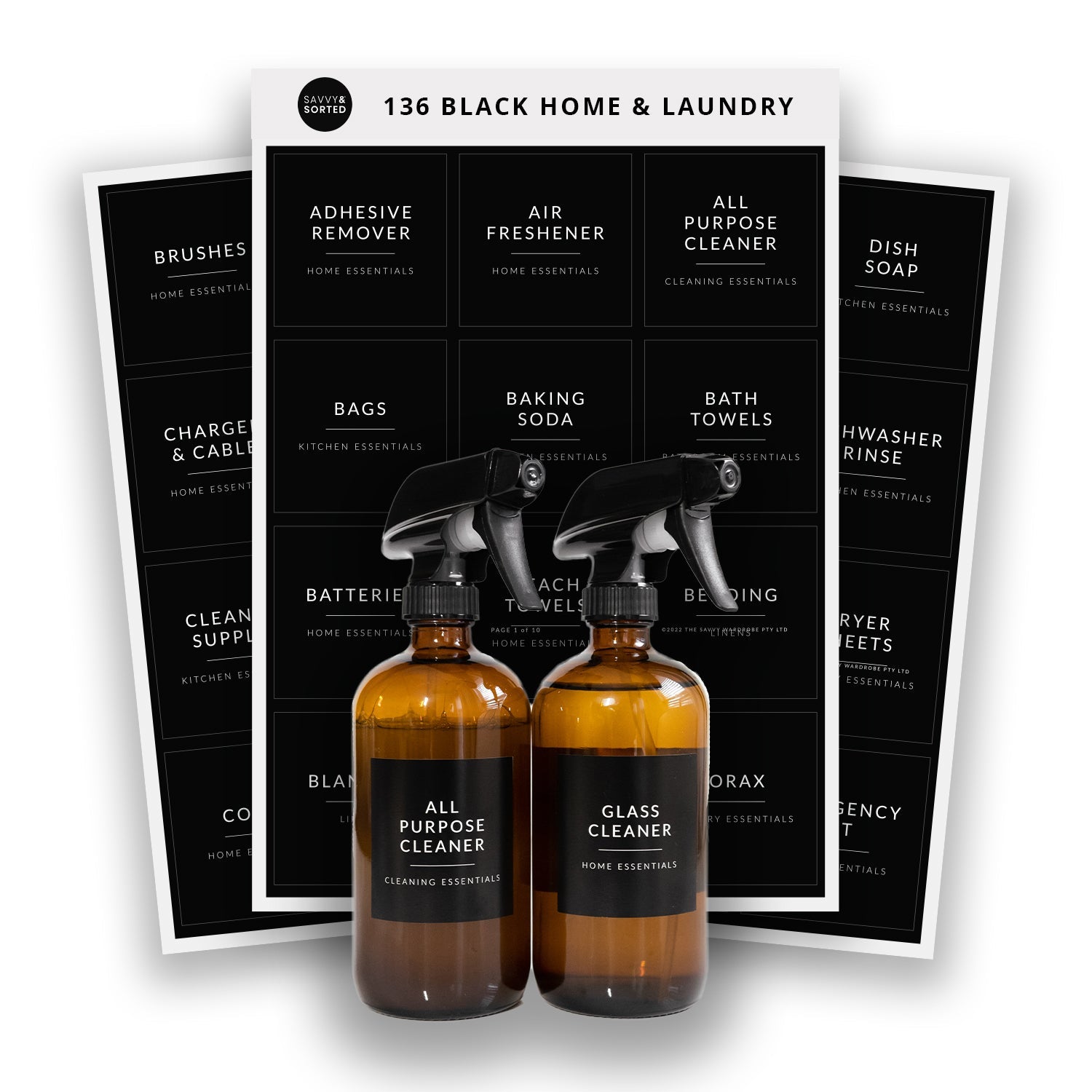 Black Minimalist Home Laundry Labels – Savvy & Sorted