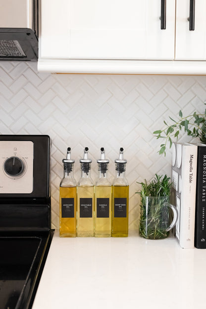 Black Minimalist Oil Labels - Savvy &amp; Sorted