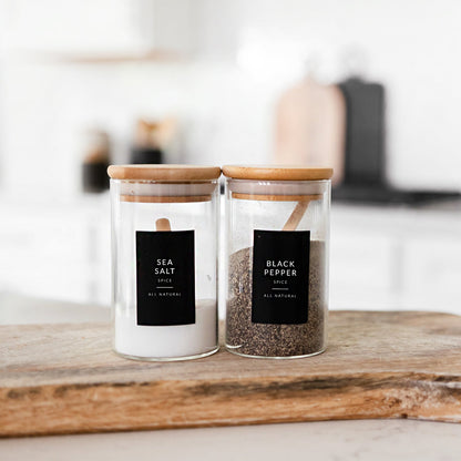 Black Minimalist Spice Labels - Savvy &amp; Sorted