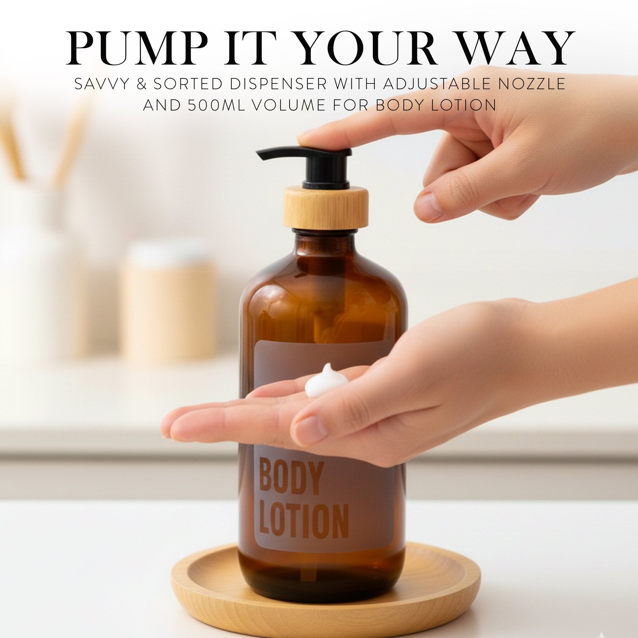 Body Lotion Glass Amber Bottle 500ml - Savvy &amp; Sorted