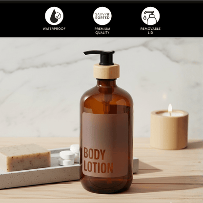 Body Lotion Glass Amber Bottle 500ml - Savvy &amp; Sorted