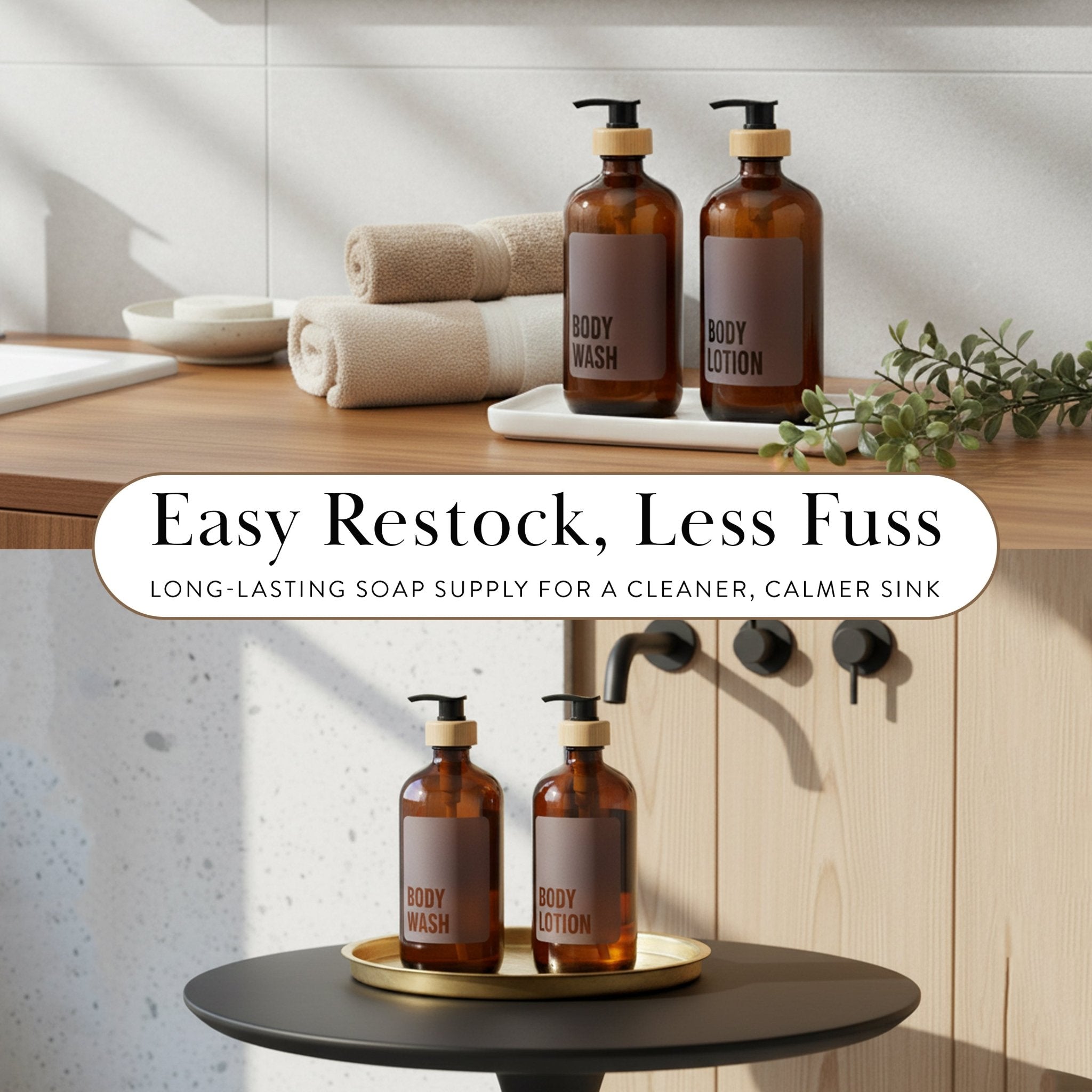 Body Lotion Glass Amber Bottle 500ml - Savvy &amp; Sorted