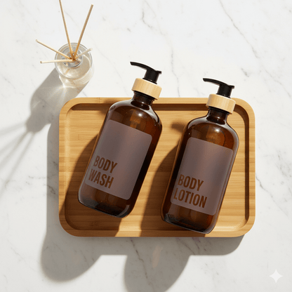 Body Wash Glass Amber Bottle 500ml - Savvy &amp; Sorted