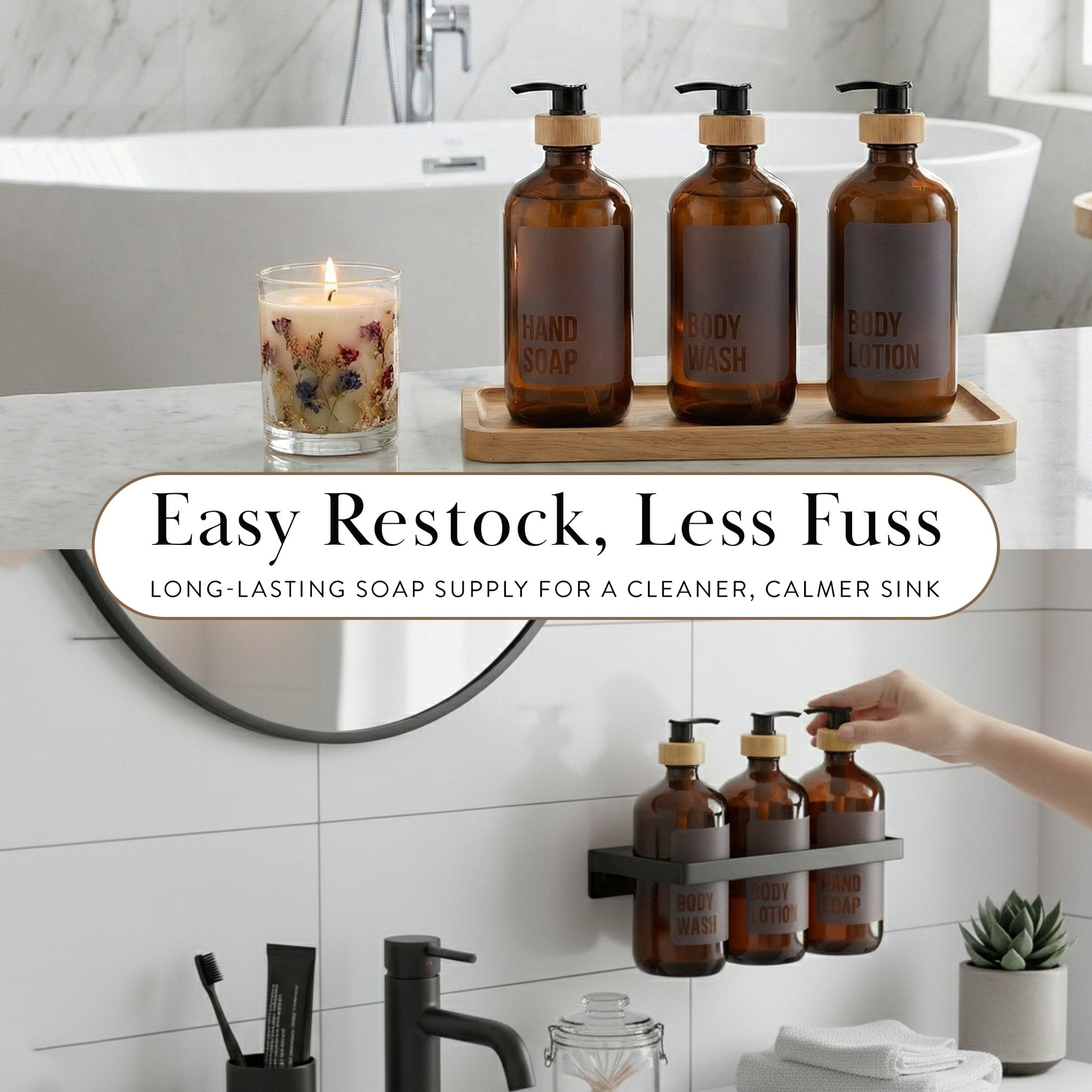 Body Wash Glass Amber Bottle 500ml - Savvy &amp; Sorted