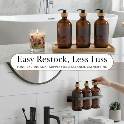 Body Wash Glass Amber Bottle 500ml - Savvy &amp; Sorted