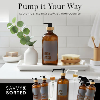 Body Wash Glass Amber Bottle 500ml - Savvy &amp; Sorted