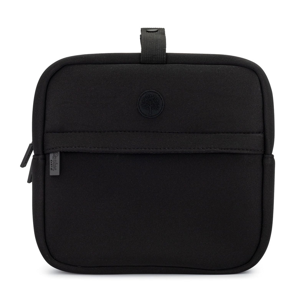 Black crossbody bag on a white background