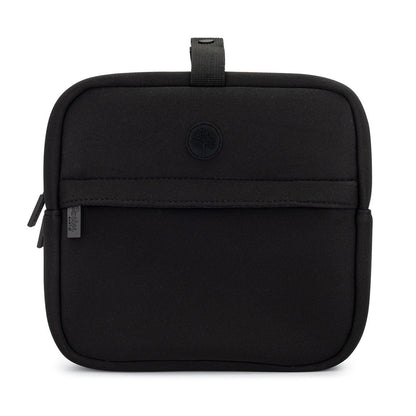 Black crossbody bag on a white background