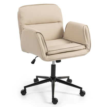 Criss Cross Swivel Desk Chair With Adjustable Armrests &amp; Wheels For Home Office