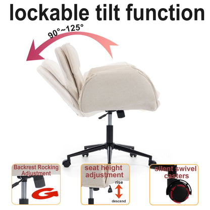 Criss Cross Swivel Desk Chair With Adjustable Armrests &amp; Wheels For Home Office