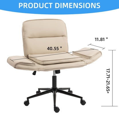 Criss Cross Swivel Desk Chair With Adjustable Armrests &amp; Wheels For Home Office