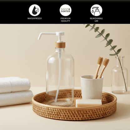 Clear Glass Bottle with Pump Dispenser 1L - Savvy &amp; Sorted