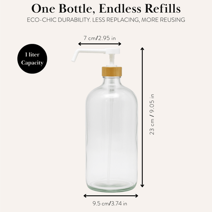 Clear Glass Bottle with Pump Dispenser 1L - Savvy &amp; Sorted