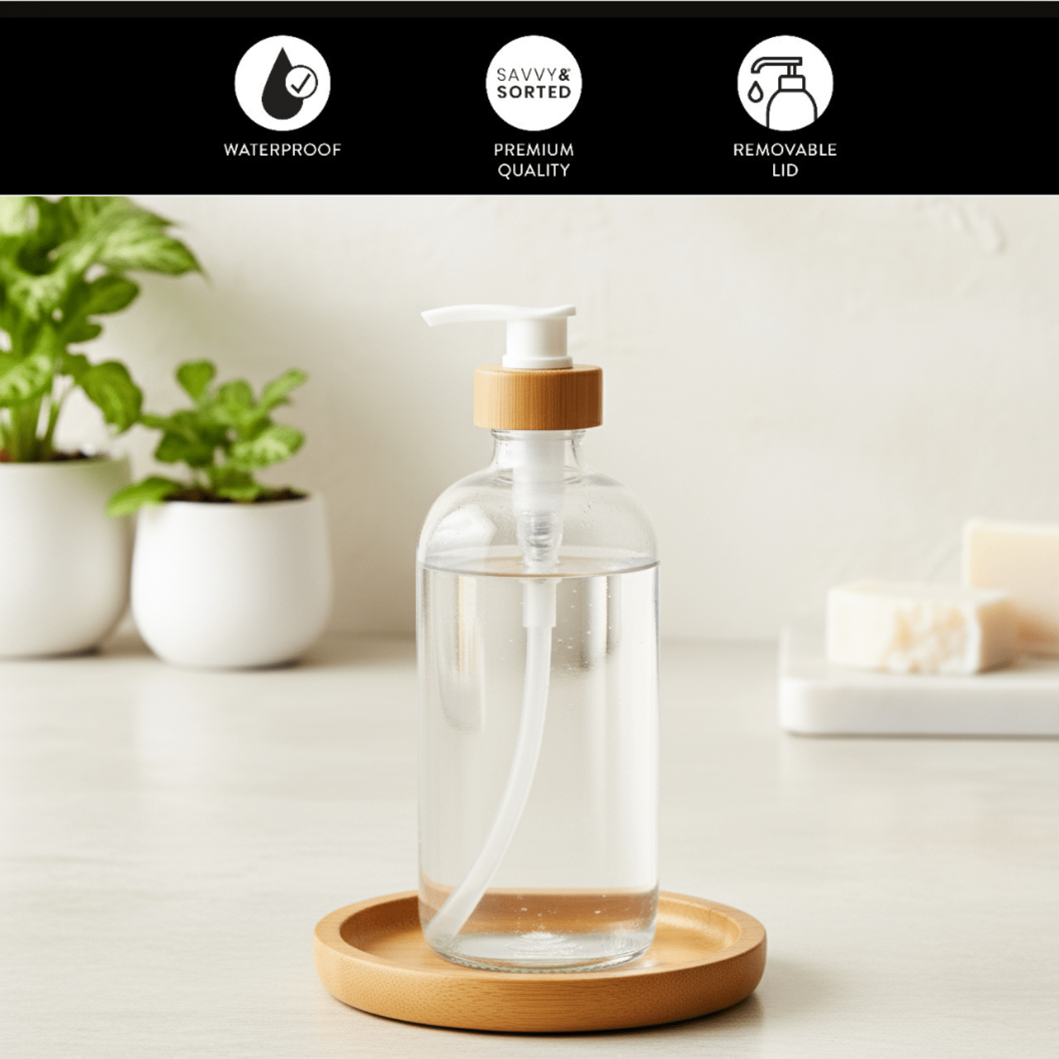 Clear Glass Bottle with Pump Dispenser 500ml - Savvy &amp; Sorted