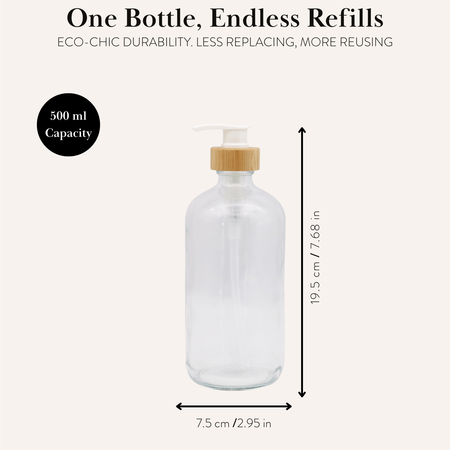 Clear Glass Bottle with Pump Dispenser 500ml - Savvy &amp; Sorted