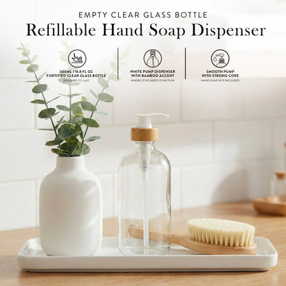 Clear Glass Bottle with Pump Dispenser 500ml - Savvy &amp; Sorted