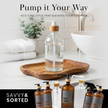 Clear Glass Bottle with Pump Dispenser 500ml - Savvy &amp; Sorted