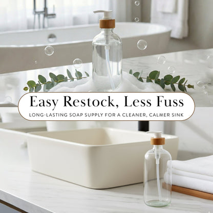 Clear Glass Bottle with Pump Dispenser 500ml - Savvy &amp; Sorted