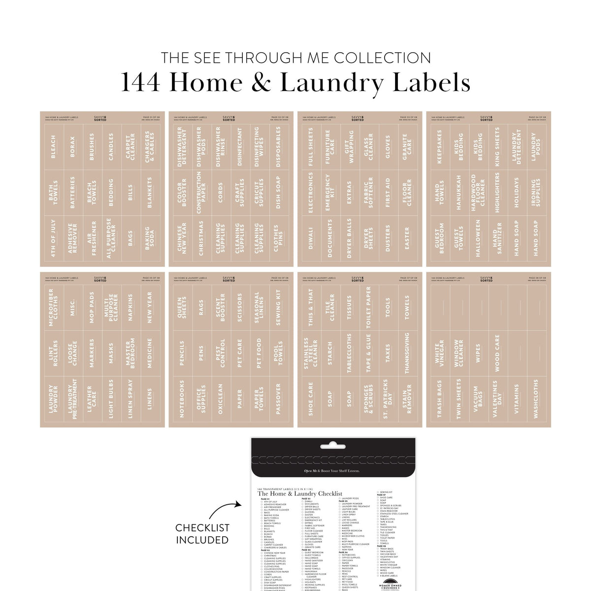 Clear Home & Laundry Labels – Savvy & Sorted