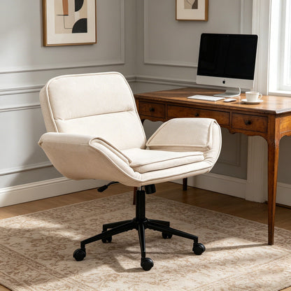 Criss Cross Swivel Desk Chair With Adjustable Armrests &amp; Wheels For Home Office