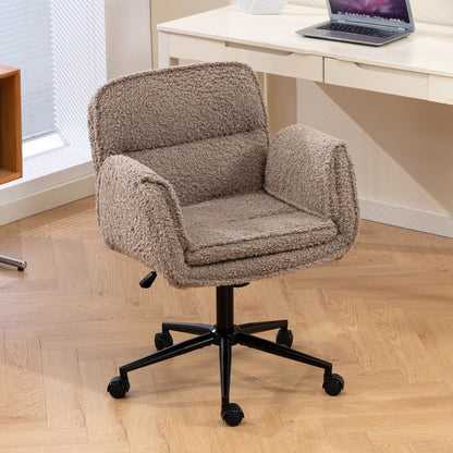 Criss Cross Swivel Desk Chair With Adjustable Armrests &amp; Wheels For Home Office