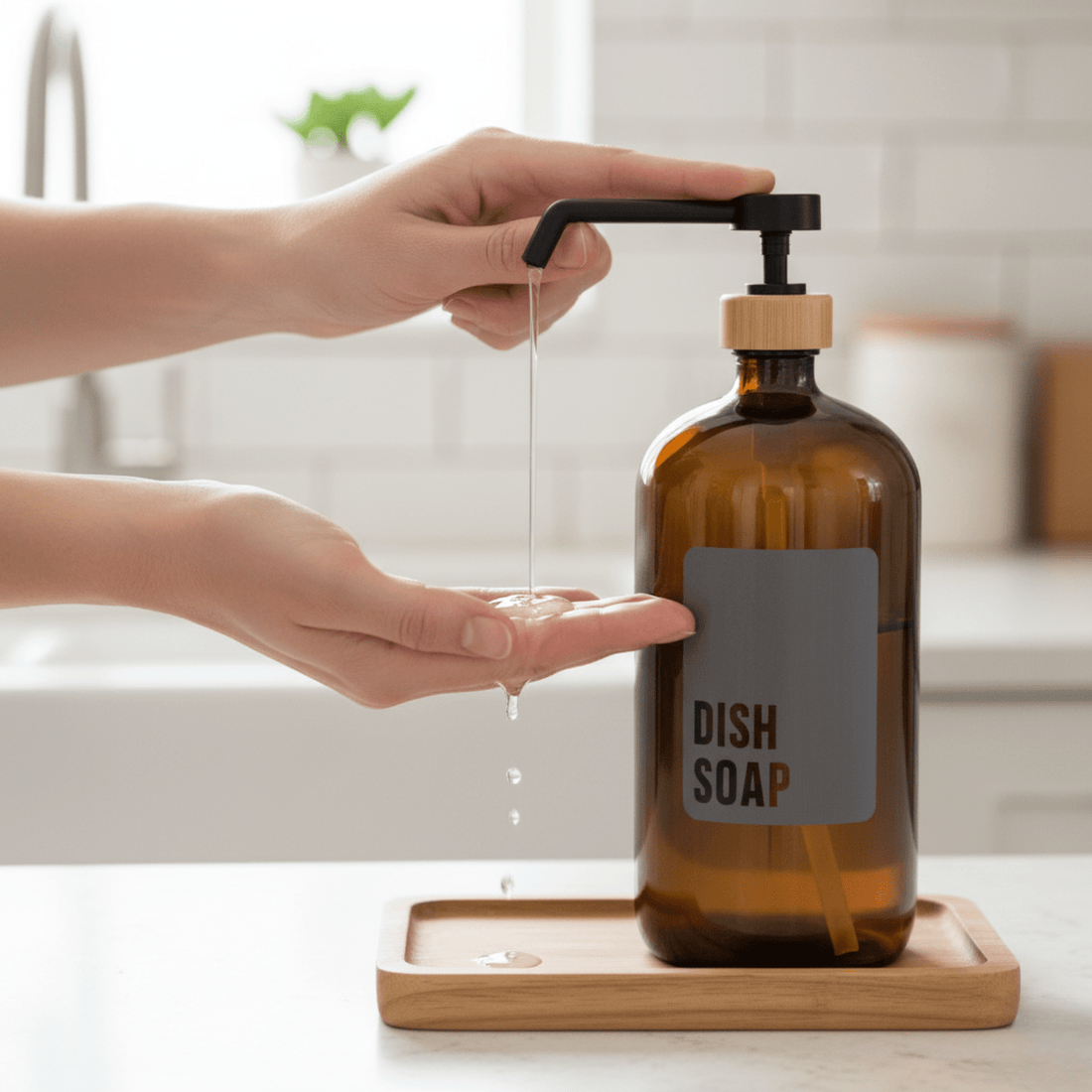 Dish Soap Glass Amber Bottle 1L - Savvy &amp; Sorted