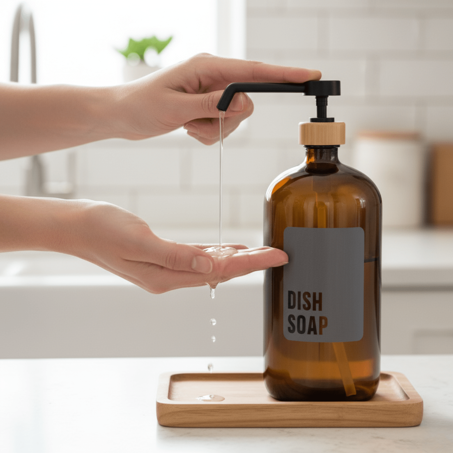 Dish Soap Glass Amber Bottle 1L - Savvy &amp; Sorted