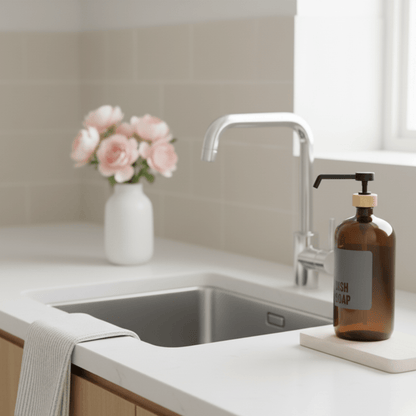 Dish Soap Glass Amber Bottle 1L - Savvy &amp; Sorted