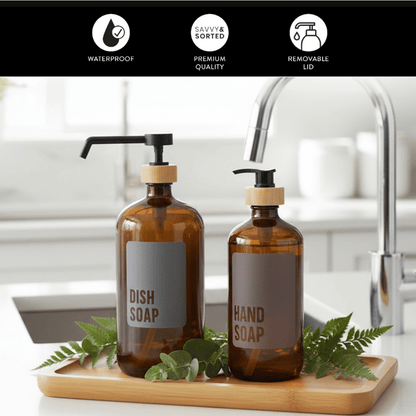 Dish Soap Glass Amber Bottle 1L - Savvy &amp; Sorted