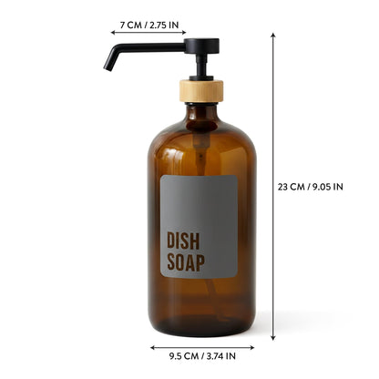 Dish Soap Glass Amber Bottle 1L - Savvy &amp; Sorted