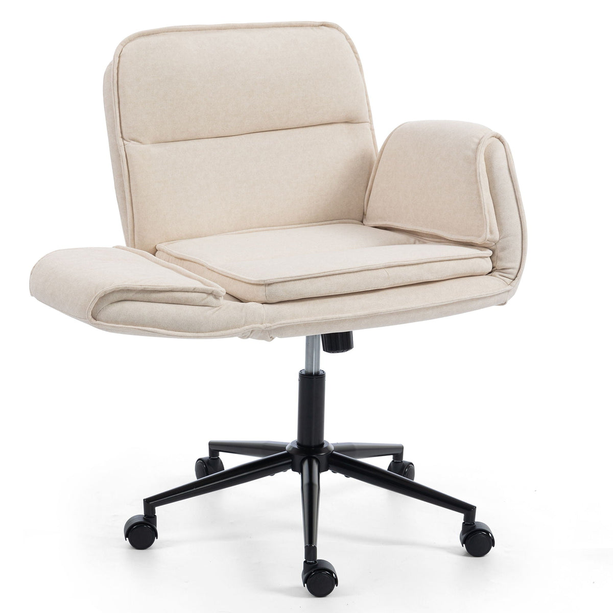 Criss Cross Swivel Desk Chair With Adjustable Armrests &amp; Wheels For Home Office