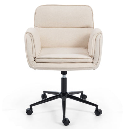 Criss Cross Swivel Desk Chair With Adjustable Armrests &amp; Wheels For Home Office