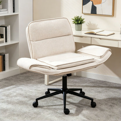 Criss Cross Swivel Desk Chair With Adjustable Armrests &amp; Wheels For Home Office