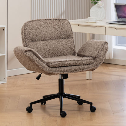 Criss Cross Swivel Desk Chair With Adjustable Armrests &amp; Wheels For Home Office
