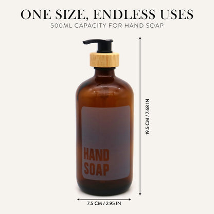 Hand Soap Glass Amber Bottle 500ml - Savvy &amp; Sorted