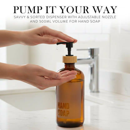 Hand Soap Glass Amber Bottle 500ml - Savvy &amp; Sorted