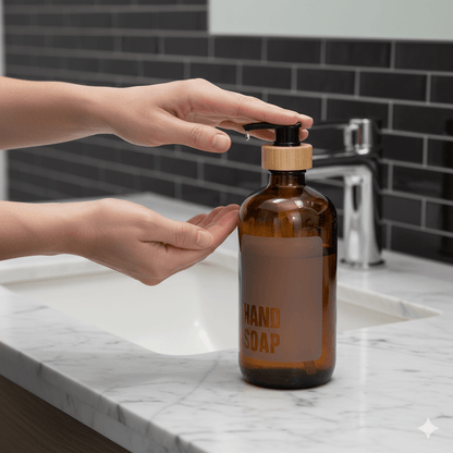 Hand Soap Glass Amber Bottle 500ml - Savvy &amp; Sorted