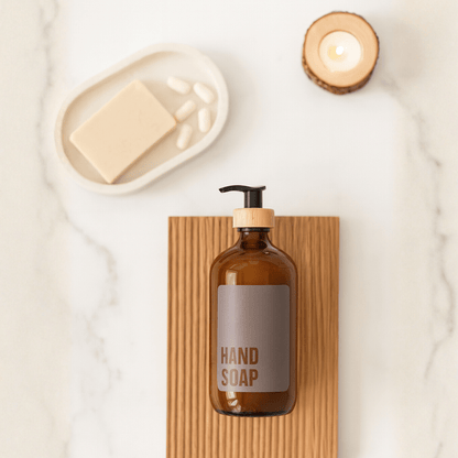 Hand Soap Glass Amber Bottle 500ml - Savvy &amp; Sorted